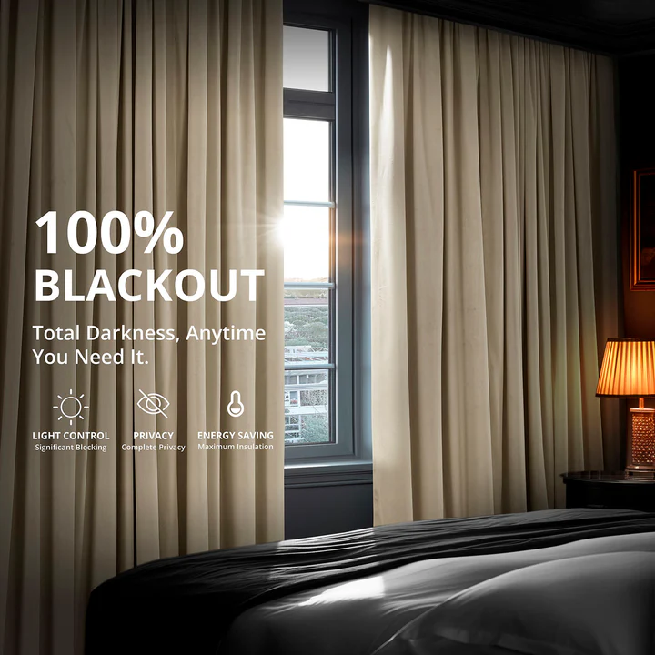 Alabaster Beige Signature Velvet Blackout Curtain