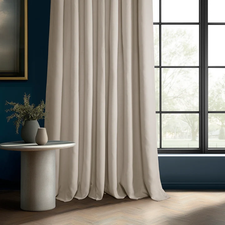 Birch Textured Faux Linen Room Darkening Curtain