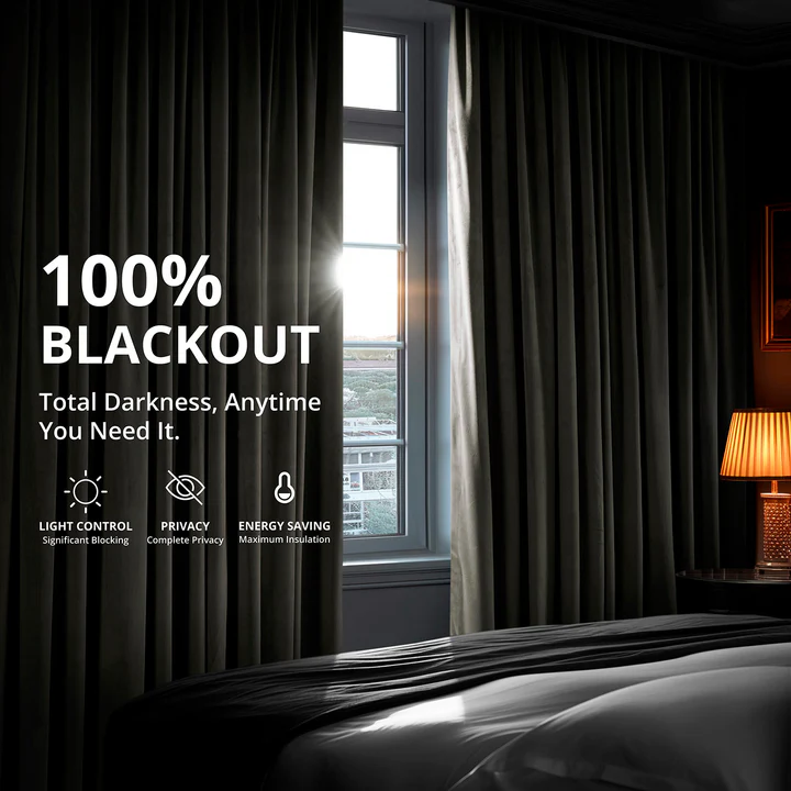 Gunmetal Grey Signature Velvet Blackout Curtain