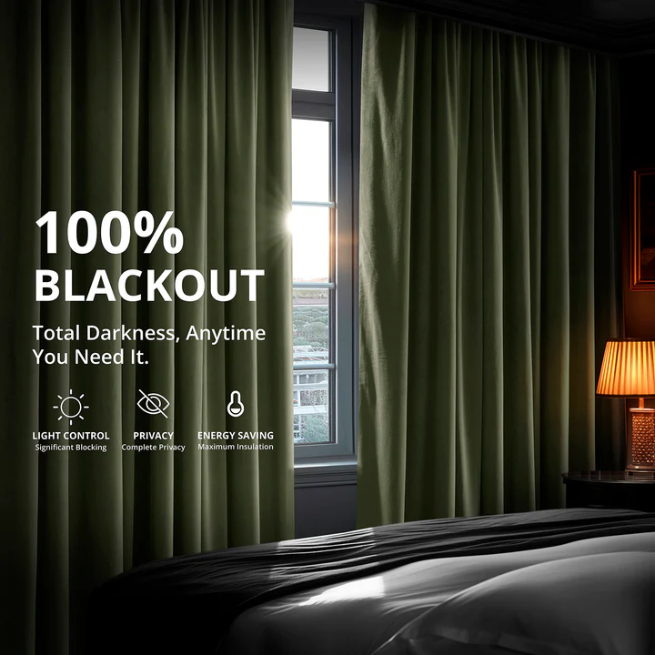 Hunter Green Signature Velvet Blackout Curtain