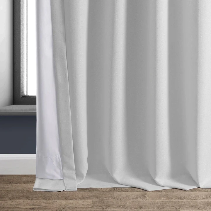 Mission White Faux Linen Hotel Blackout Curtain