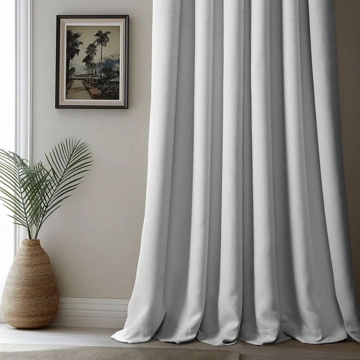 Oyster Textured Faux Linen Room Darkening Curtain