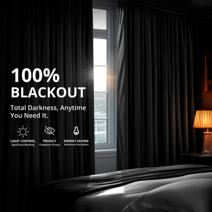 Warm Black Signature Velvet Blackout Curtain