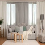 A cozy home interior featuring Minimalist Solid living room blackout curtains in cream