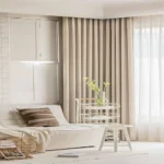 Minimalist Solid living room blackout curtains in a textured light grey fabric