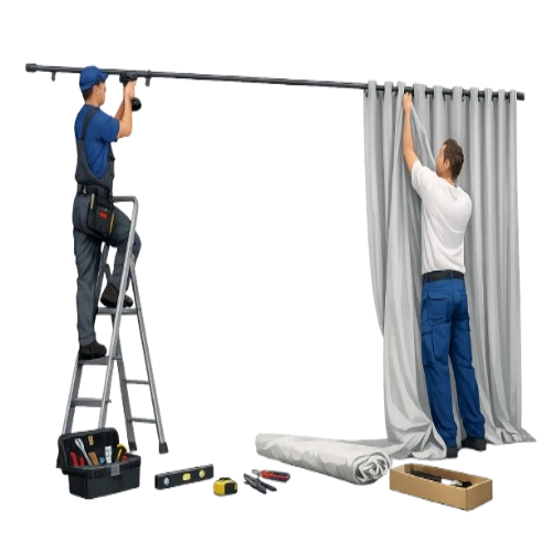 Curtain_installation_in_office_space.